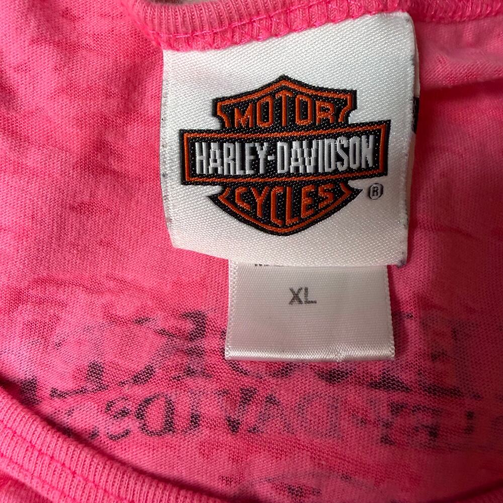 Harley Davidson Pink Burnout Tank Top Wing Graphic Biker Y2K Size XL Rhinestone - Picture 3 of 6
